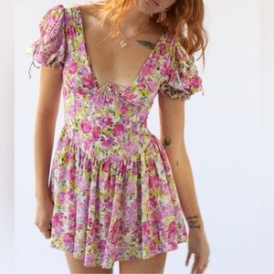 For Love and Lemons Paulina Puff Sleeve Mini Dress